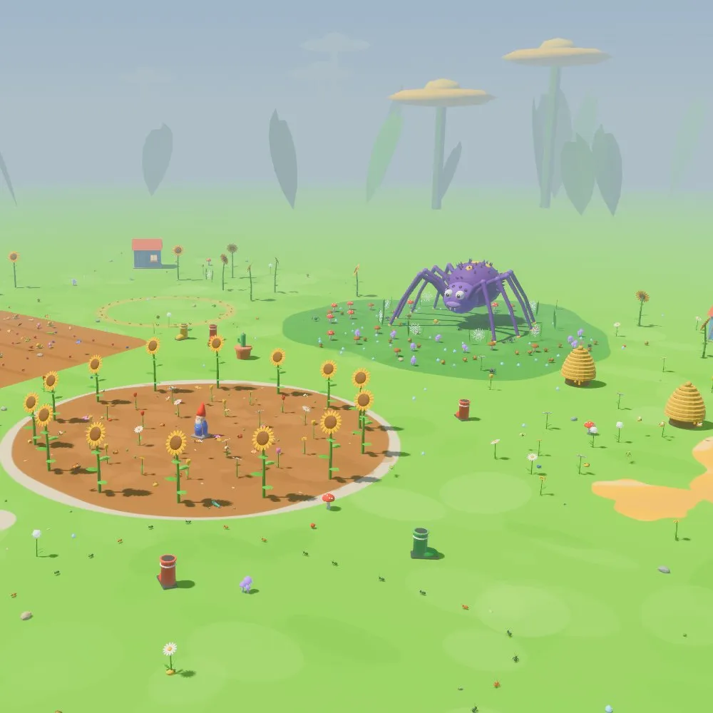 Udsigt over Kriblekrablehaven i spillet